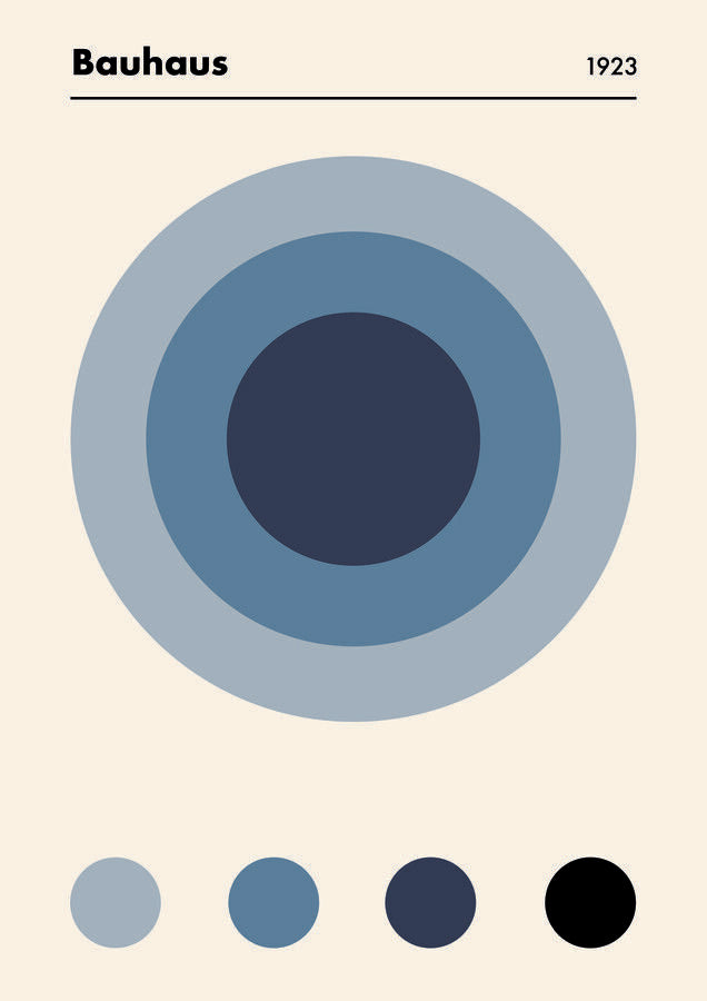 Círculos Concéntricos Azul — Bauhaus