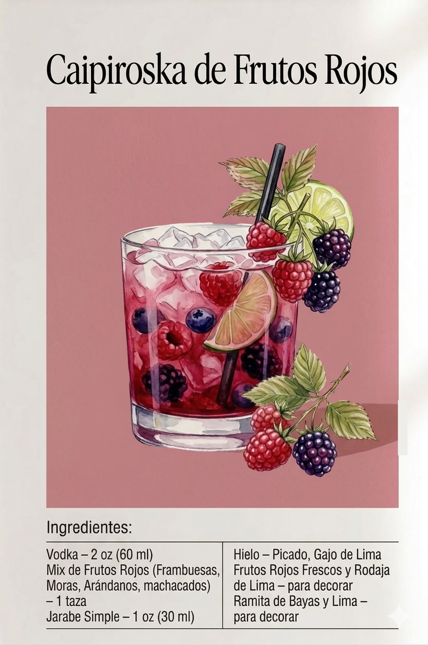 Caipiroska de Frutos Rojos — Coctelería